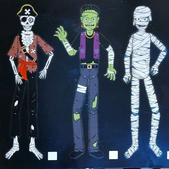 Paper Jointed Skeleton Pirate Holiday Decor Die Cut 44.5" Seasonal Wall Door - Picture 3 of 6